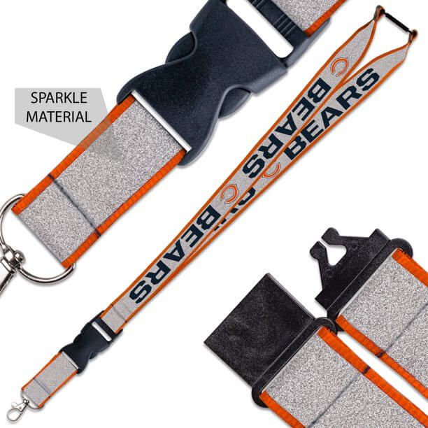 NFL Lanyard Chicago Bears Strap Keychain Reversible Colors Breakaway Buckle  Clip