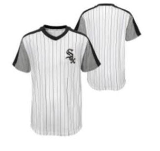 New Era Girls Chicago White Sox White Pinstripe V-Neck T-Shirt