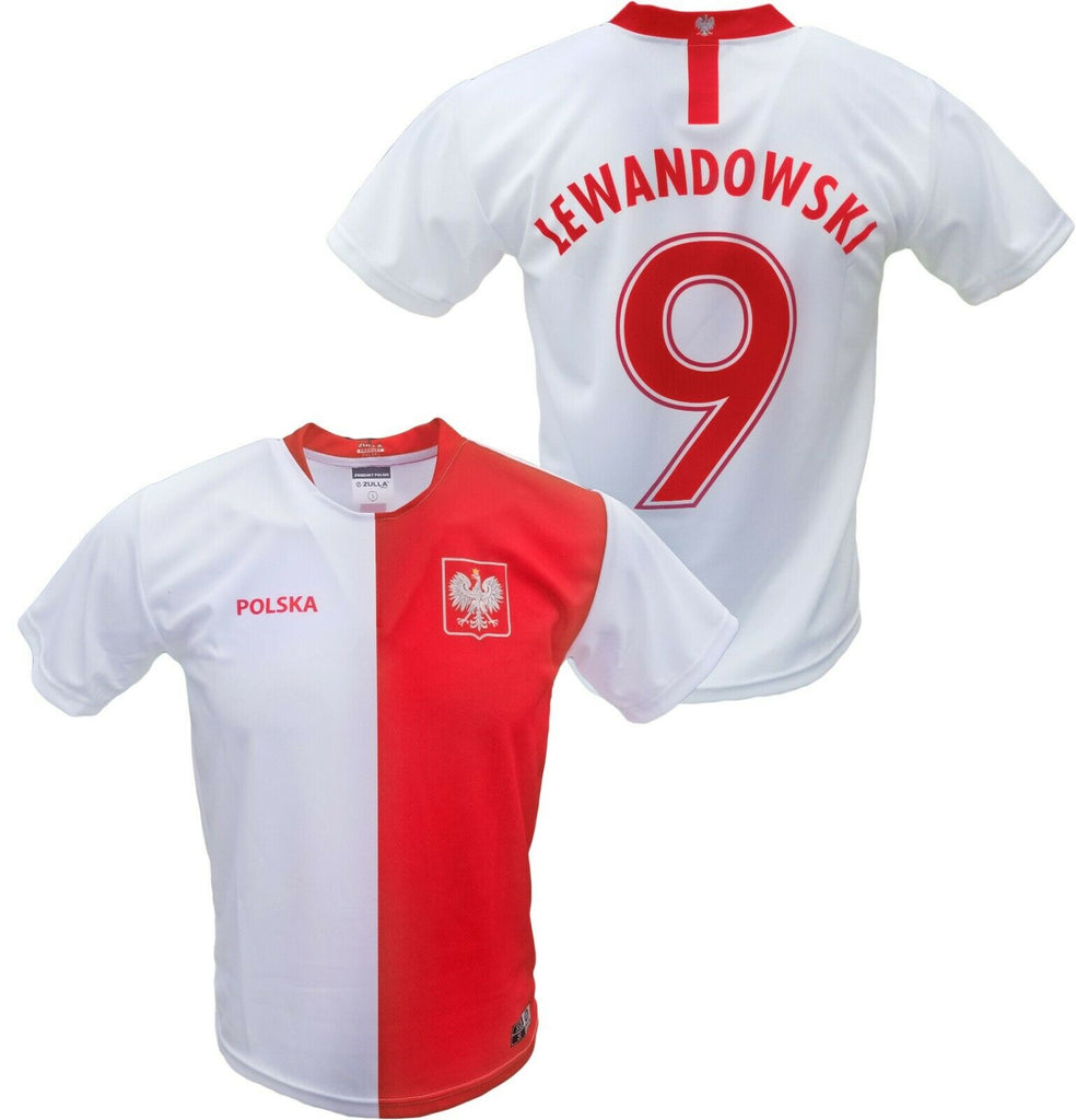 Mens Polska White Robert Lewandowski #9 Replica World Cup 2022 Jersey Made  in Poland