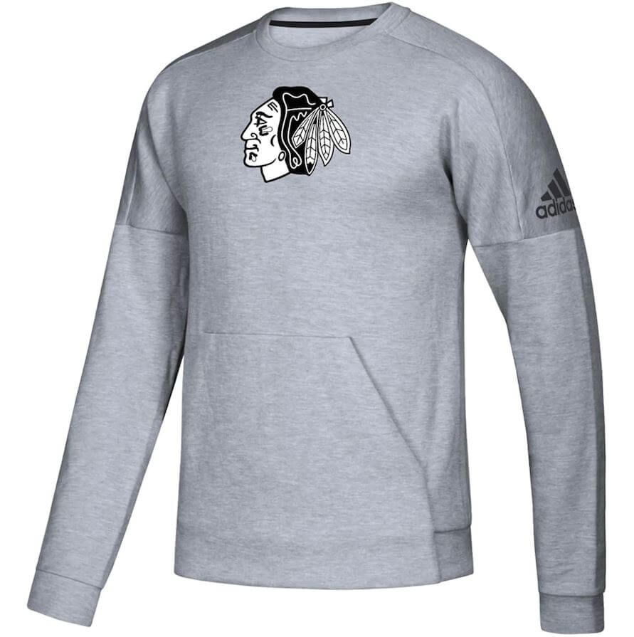 Men s Adidas Gray Chicago Blackhawks Stadium Pullover Sweatshirt