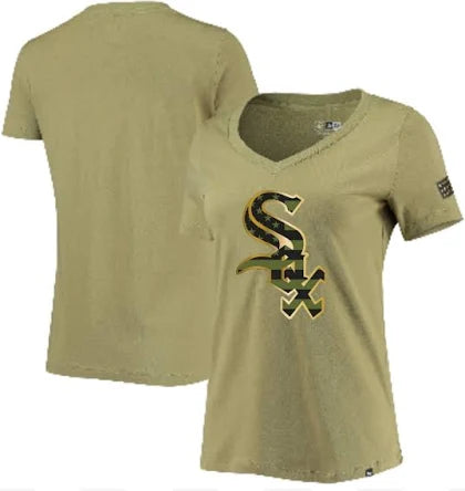 New Era Women's Chicago White Sox 2022 Armed Forces Day Olive V-Neck T-Shirt XS / Olive