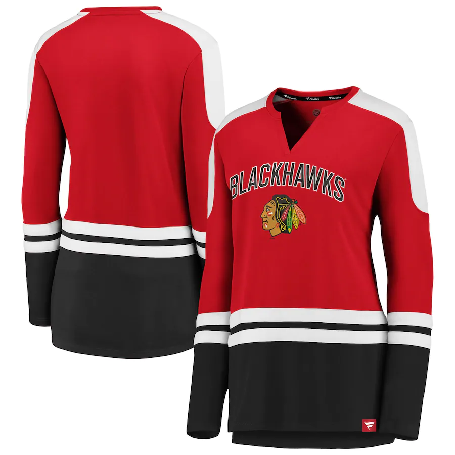 Men's Fanatics Branded Red/Black Chicago Blackhawks Iconic Slapshot Long Sleeve T-Shirt